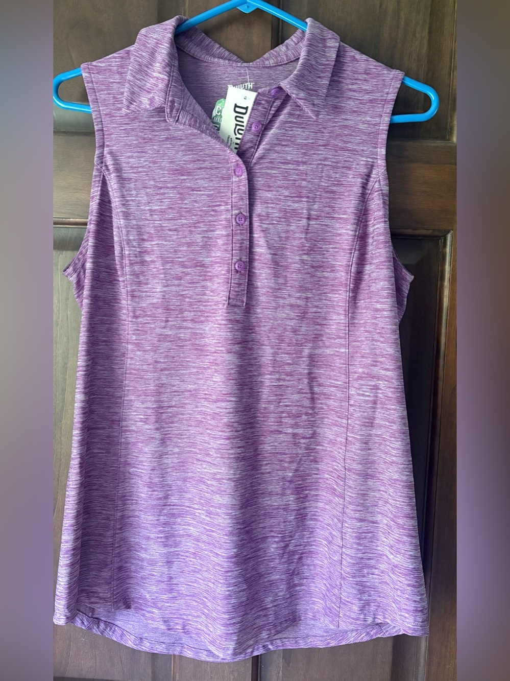 Duluth Trading Co Purple Heather Sleeveless Polo Tank